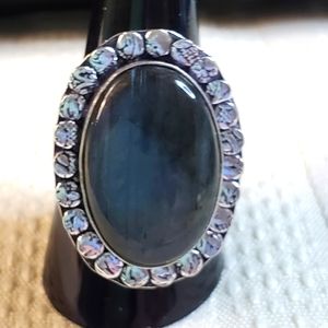 NEW Porcelain Jasper natural stone Ring Size 9.5.  .925 overlay